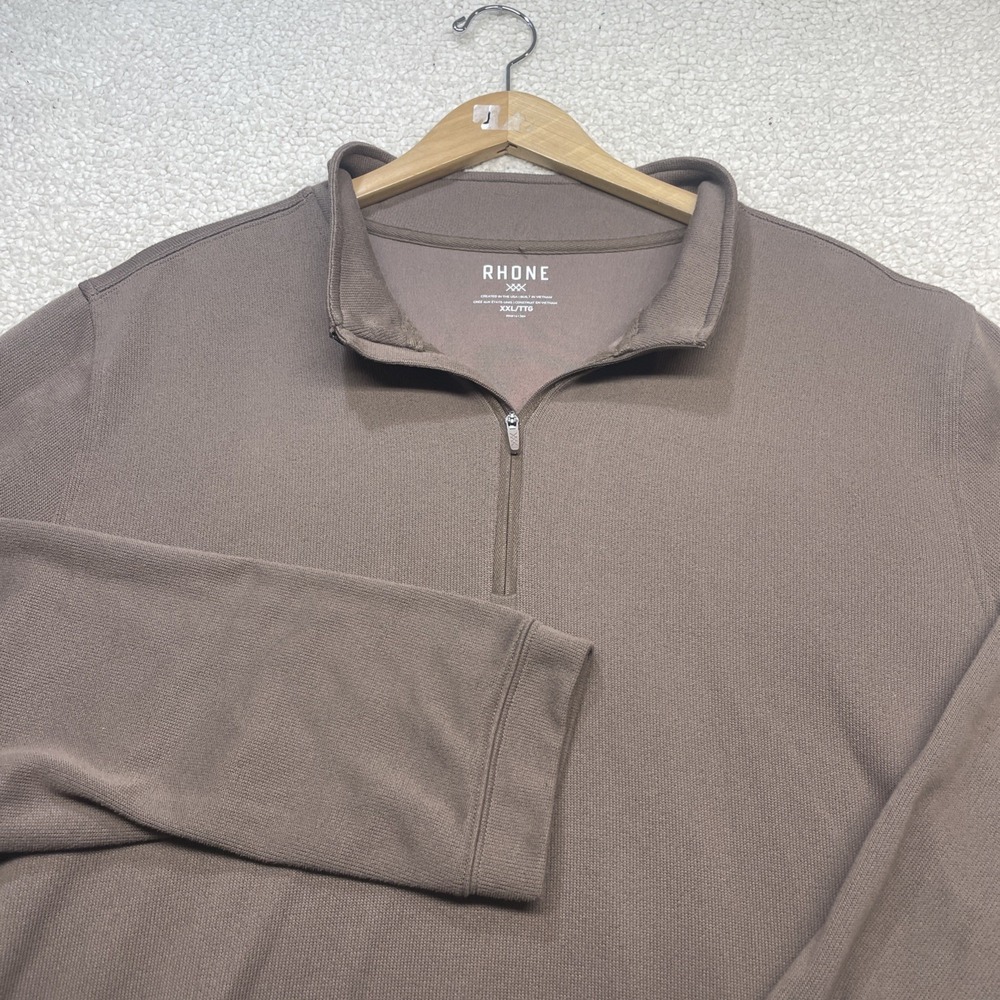 Rhone Pullover Mens XXL Brown 1/4 Zip Performance Knit Long‎ Sleeve Sweater